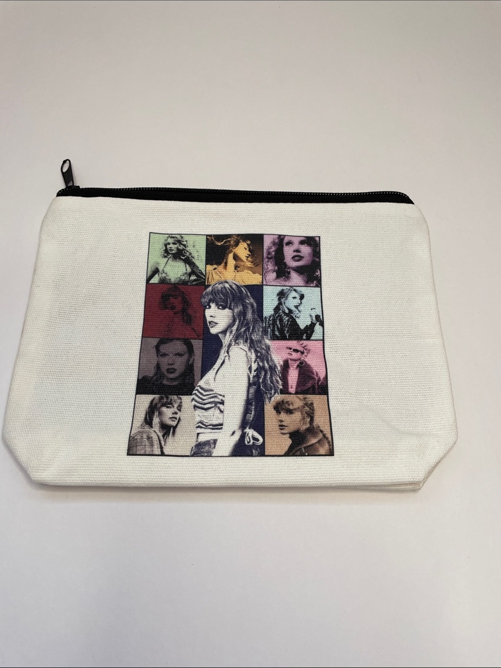NWT White Canvas Zip Pouch with Printed Photo Collage